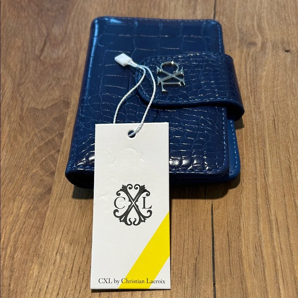 NWT CXL by Christian Lacroix Blue Croc-Embossed Faux Leather Bifold Wallet NWT - Picture 6 of 11